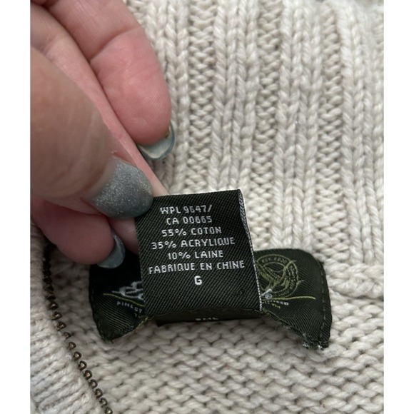 Eddie Bauer Nordic Quarter‎ Zip Tan & Green Fishermans Cabin Core Sweater Large - Picture 6 of 7